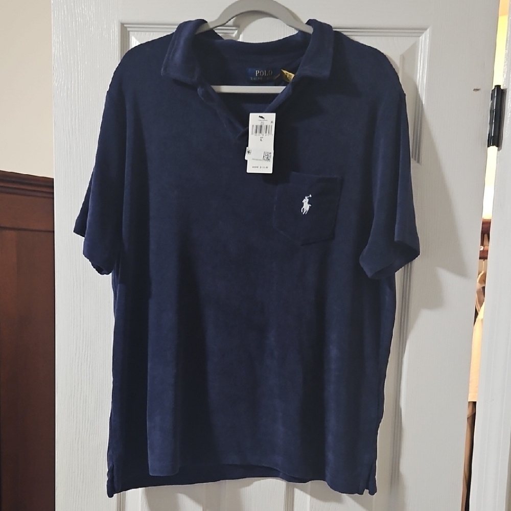 Polo by Ralph Lauren Men's Classic Terry Cloth Navy Polo Shirt